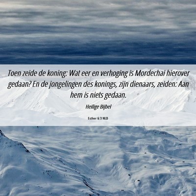 Picture 06 - Esther 6:3 NLD - Toen zeide de koning: Wat eer en verhoging is - Bible Verse Picture
