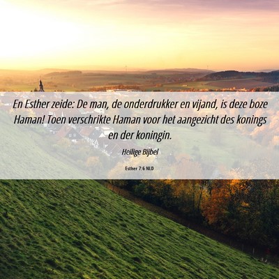Picture 06 - Esther 7:6 NLD - En Esther zeide: De man, de onderdrukker en - Bible Verse Picture