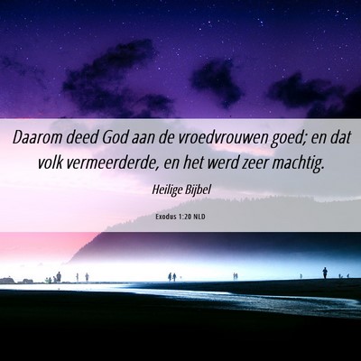 Picture 06 - Exodus 1:20 NLD - Daarom deed God aan de vroedvrouwen goed; en dat - Bible Verse Picture