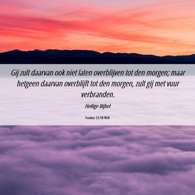 Picture 06 - Exodus 12:10 NLD - Gij zult daarvan ook niet laten overblijven tot - Bible Verse Picture