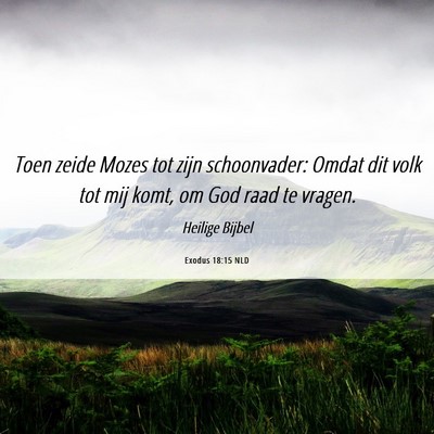 Picture 06 - Exodus 18:15 NLD - Toen zeide Mozes tot zijn schoonvader: Omdat dit - Bible Verse Picture