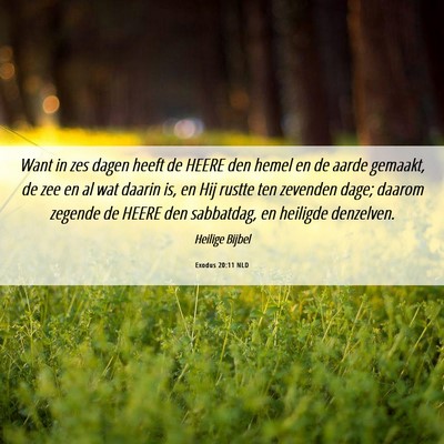 Picture 06 - Exodus 20:11 NLD - Want in zes dagen heeft de HEERE den hemel en de - Bible Verse Picture