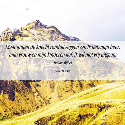 Picture 06 - Exodus 21:5 NLD - Maar indien de knecht ronduit zeggen zal: Ik heb - Bible Verse Picture