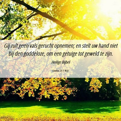 Picture 06 - Exodus 23:1 NLD - Gij zult geen vals gerucht opnemen; en stelt uw - Bible Verse Picture