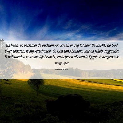 Picture 06 - Exodus 3:16 NLD - Ga heen, en verzamel de oudsten van Israel, en - Bible Verse Picture