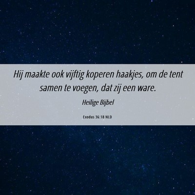 Picture 06 - Exodus 36:18 NLD - Hij maakte ook vijftig koperen haakjes, om de - Bible Verse Picture