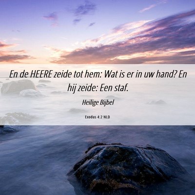 Picture 06 - Exodus 4:2 NLD - En de HEERE zeide tot hem: Wat is er in uw hand? - Bible Verse Picture
