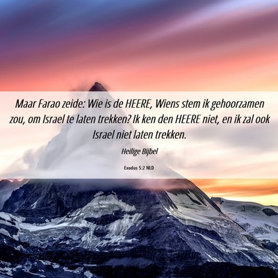 Picture 06 - Exodus 5:2 NLD - Maar Farao zeide: Wie is de HEERE, Wiens stem ik - Bible Verse Picture