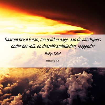 Picture 06 - Exodus 5:6 NLD - Daarom beval Farao, ten zelfden dage, aan de - Bible Verse Picture