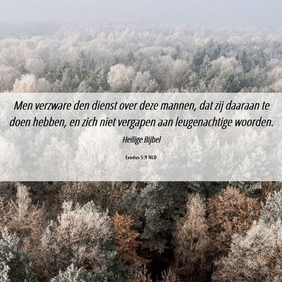 Picture 06 - Exodus 5:9 NLD - Men verzware den dienst over deze mannen, dat zij - Bible Verse Picture