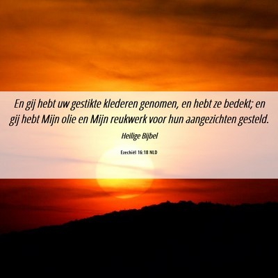 Picture 06 - Ezechiël 16:18 NLD - En gij hebt uw gestikte klederen genomen, en hebt - Bible Verse Picture