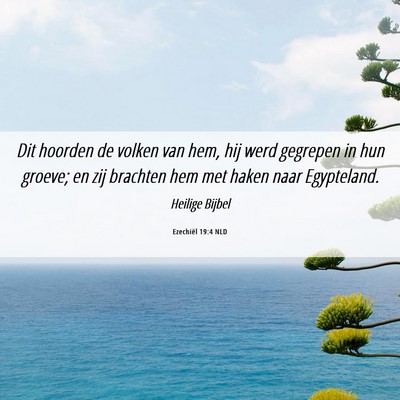 Picture 06 - Ezechiël 19:4 NLD - Dit hoorden de volken van hem, hij werd gegrepen - Bible Verse Picture