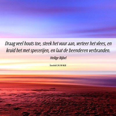 Picture 06 - Ezechiël 24:10 NLD - Draag veel houts toe, steek het vuur aan, verteer - Bible Verse Picture