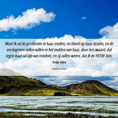 Picture 06 - Ezechiël 28:23 NLD - Want Ik zal de pestilentie in haar zenden, en - Bible Verse Picture