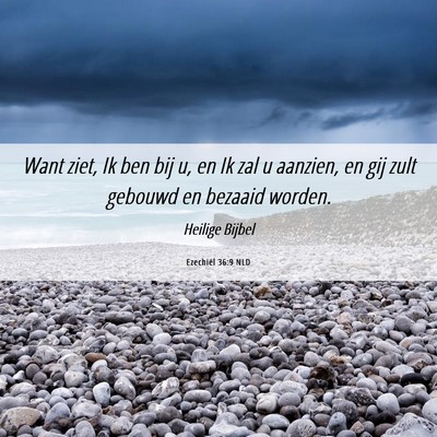 Picture 06 - Ezechiël 36:9 NLD - Want ziet, Ik ben bij u, en Ik zal u aanzien, en - Bible Verse Picture