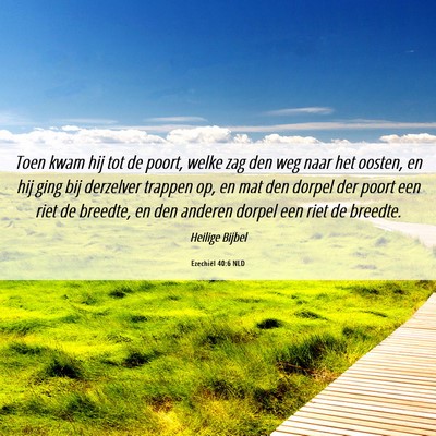 Picture 06 - Ezechiël 40:6 NLD - Toen kwam hij tot de poort, welke zag den weg - Bible Verse Picture