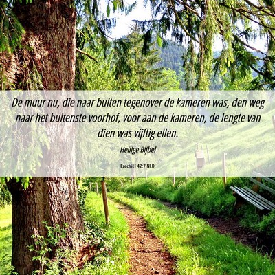 Picture 06 - Ezechiël 42:7 NLD - De muur nu, die naar buiten tegenover de kameren - Bible Verse Picture