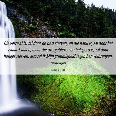 Picture 06 - Ezechiël 6:12 NLD - Die verre af is, zal door de pest sterven, en die - Bible Verse Picture
