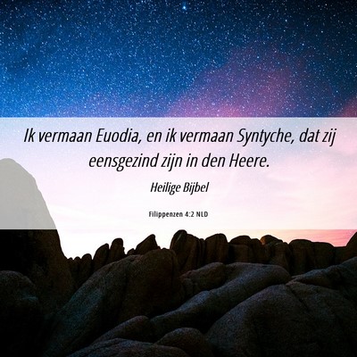 Picture 06 - Filippenzen 4:2 NLD - Ik vermaan Euodia, en ik vermaan Syntyche, dat - Bible Verse Picture