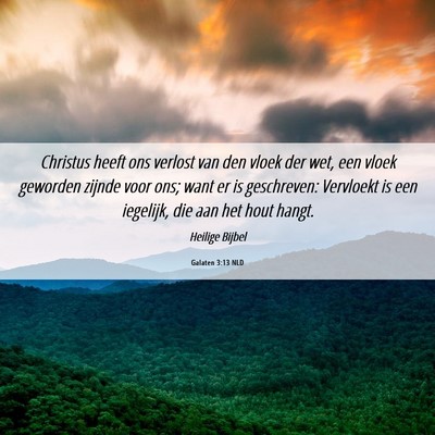 Picture 06 - Galaten 3:13 NLD - Christus heeft ons verlost van den vloek der wet, - Bible Verse Picture