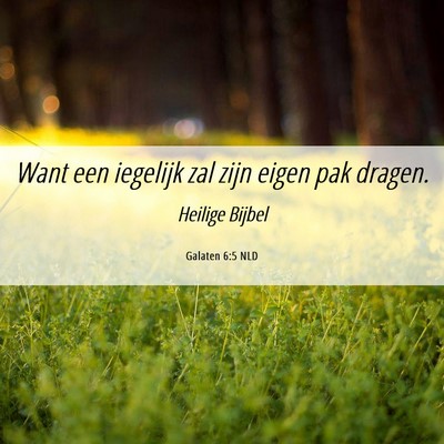 Picture 06 - Galaten 6:5 NLD - Want een iegelijk zal zijn eigen pak - Bible Verse Picture