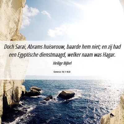 Picture 06 - Genesis 16:1 NLD - Doch Sarai, Abrams huisvrouw, baarde hem niet; en - Bible Verse Picture