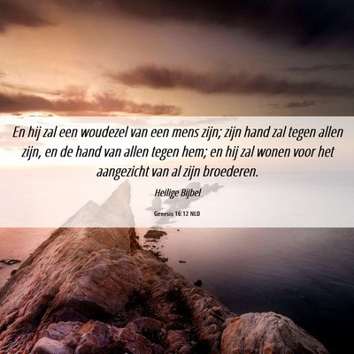Picture 06 - Genesis 16:12 NLD - En hij zal een woudezel van een mens zijn; zijn - Bible Verse Picture