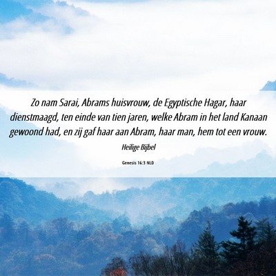 Picture 06 - Genesis 16:3 NLD - Zo nam Sarai, Abrams huisvrouw, de Egyptische - Bible Verse Picture