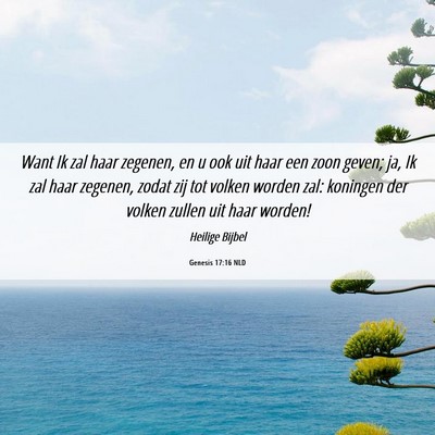Picture 06 - Genesis 17:16 NLD - Want Ik zal haar zegenen, en u ook uit haar een - Bible Verse Picture