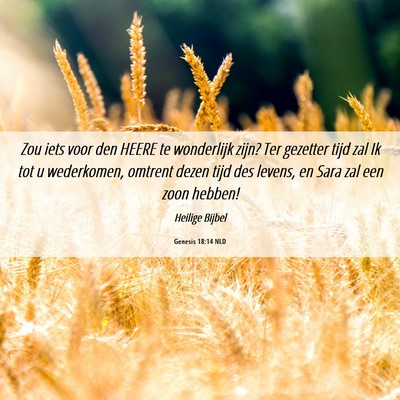 Picture 06 - Genesis 18:14 NLD - Zou iets voor den HEERE te wonderlijk zijn? Ter - Bible Verse Picture