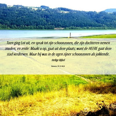 Picture 06 - Genesis 19:14 NLD - Toen ging Lot uit, en sprak tot zijn schoonzonen, - Bible Verse Picture