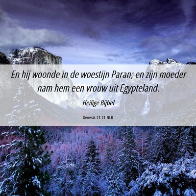 Picture 06 - Genesis 21:21 NLD - En hij woonde in de woestijn Paran; en zijn - Bible Verse Picture