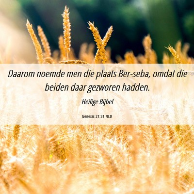 Picture 06 - Genesis 21:31 NLD - Daarom noemde men die plaats Ber-seba, omdat die - Bible Verse Picture