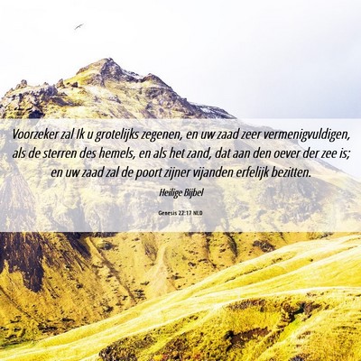 Picture 06 - Genesis 22:17 NLD - Voorzeker zal Ik u grotelijks zegenen, en uw zaad - Bible Verse Picture