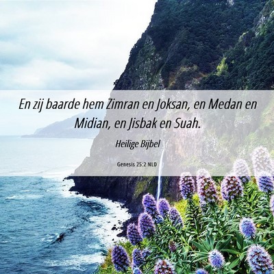 Picture 06 - Genesis 25:2 NLD - En zij baarde hem Zimran en Joksan, en Medan en - Bible Verse Picture