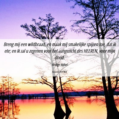 Picture 06 - Genesis 27:7 NLD - Breng mij een wildbraad, en maak mij smakelijke - Bible Verse Picture
