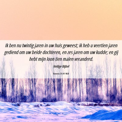 Picture 06 - Genesis 31:41 NLD - Ik ben nu twintig jaren in uw huis geweest; ik - Bible Verse Picture