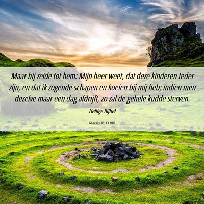 Picture 06 - Genesis 33:13 NLD - Maar hij zeide tot hem: Mijn heer weet, dat deze - Bible Verse Picture