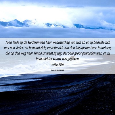 Picture 06 - Genesis 38:14 NLD - Toen leide zij de klederen van haar weduwschap - Bible Verse Picture
