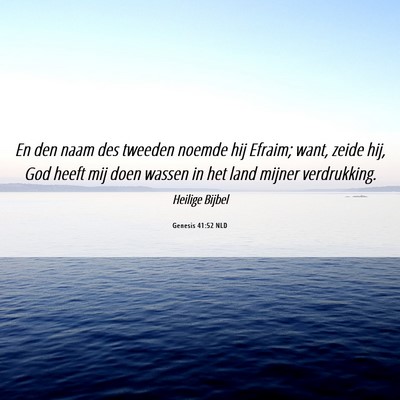 Picture 06 - Genesis 41:52 NLD - En den naam des tweeden noemde hij Efraim; want, - Bible Verse Picture