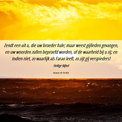 Picture 06 - Genesis 42:16 NLD - Zendt een uit u, die uw broeder hale; maar weest - Bible Verse Picture