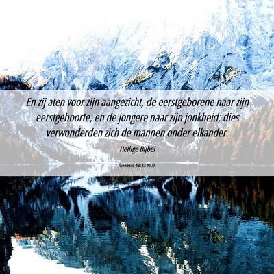 Picture 06 - Genesis 43:33 NLD - En zij aten voor zijn aangezicht, de - Bible Verse Picture