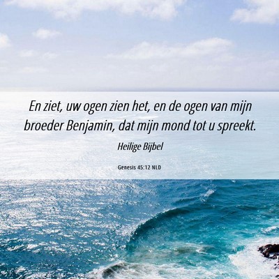 Picture 06 - Genesis 45:12 NLD - En ziet, uw ogen zien het, en de ogen van mijn - Bible Verse Picture