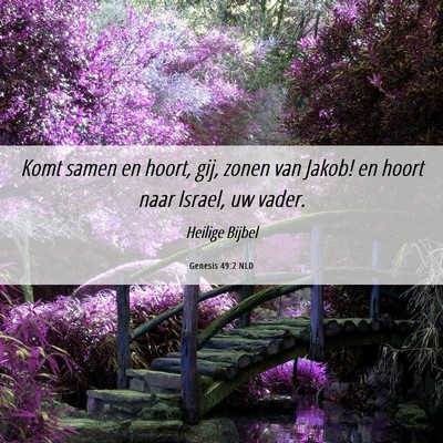 Picture 06 - Genesis 49:2 NLD - Komt samen en hoort, gij, zonen van Jakob! en - Bible Verse Picture