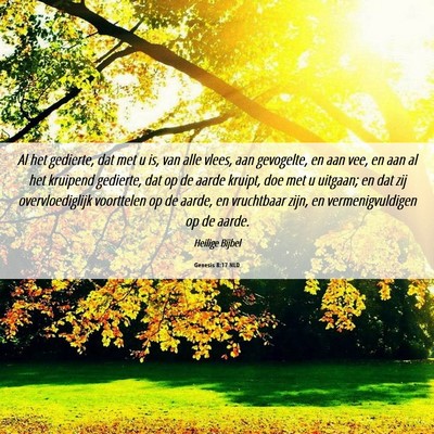 Picture 06 - Genesis 8:17 NLD - Al het gedierte, dat met u is, van alle vlees, - Bible Verse Picture