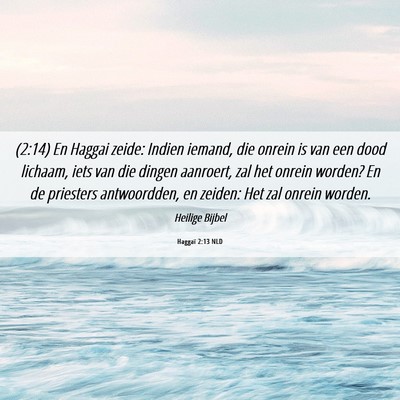 Picture 06 - Haggaï 2:13 NLD - (2:14) En Haggai zeide: Indien iemand, die onrein - Bible Verse Picture
