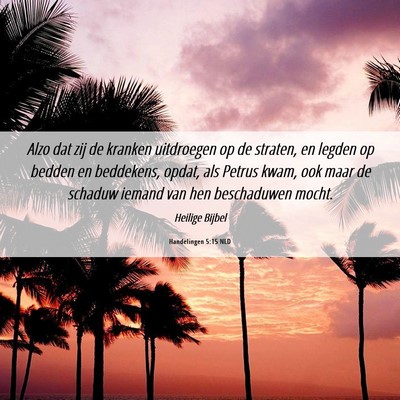 Picture 06 - Handelingen 5:15 NLD - Alzo dat zij de kranken uitdroegen op de straten, - Bible Verse Picture