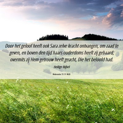 Picture 06 - Hebreeën 11:11 NLD - Door het geloof heeft ook Sara zelve kracht - Bible Verse Picture