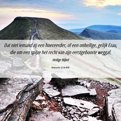Picture 06 - Hebreeën 12:16 NLD - Dat niet iemand zij een hoereerder, of een - Bible Verse Picture