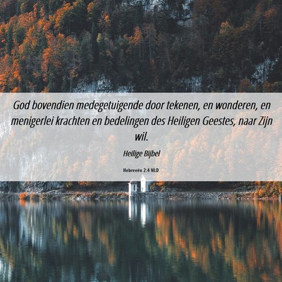 Picture 06 - Hebreeën 2:4 NLD - God bovendien medegetuigende door tekenen, en - Bible Verse Picture